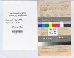 Entnazifizierung Karl Zigann, geb. 22.01.1900 (Bankangest.)
