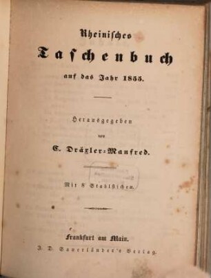 Rheinisches Taschenbuch auf das Jahr .... 1855