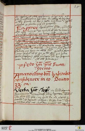 Jn Festo Sancti Joannis Euangelistae Sermo [Predigttext, Dt 33,12:]