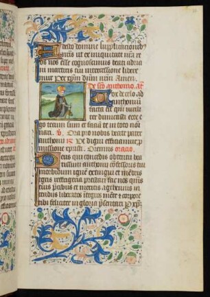 Vollbordürenseite mit Miniatur (Antonius) und Blattrankenbordüre