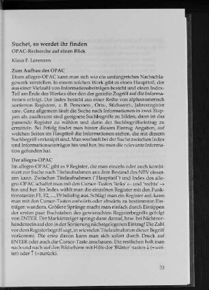 Suchet, so werdet ihr finden : OPAC-Recherche auf einen Blick