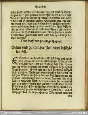 Das fünff und zwantzigst Capitel. Wann und zu welcher Zeit man beschälen soll