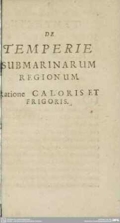 De temperie submarinarum regionum : Ratione caloris et frigoris