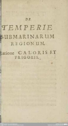 De temperie submarinarum regionum : Ratione caloris et frigoris