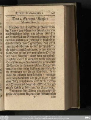 Das I. Exempel/ Keysers Maximiliani 1.
