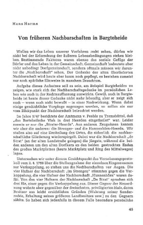 Von früheren Nachbarschaften in Bargteheide
