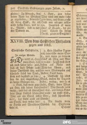 XXVIII. Von dem christlichen Verhalten gegen uns selbst.
