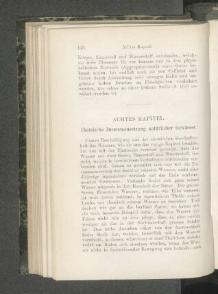 Achtes Kapitel. Chemische Zusammensetzung natürlicher Gewässer.
