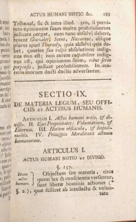 Sectio IX. De Materia Legum, Seu Officiis Et Actibus Humanis.