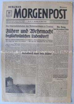 Tageszeitung "Berliner Morgenpost" zum 55jährigen Militärjubiläum von Ludendorff