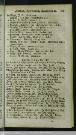 Aubergen, Hotels, Gasthöfe, …