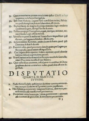 Disputatio Quarta D. Martini Lutheri.
