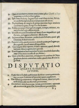 Disputatio Quarta D. Martini Lutheri.