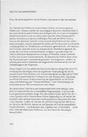 Über die Schwierigkeiten des politischen Sprechens in der Demokratie