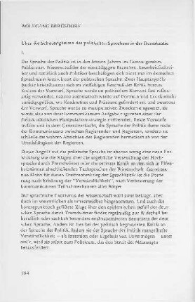 Über die Schwierigkeiten des politischen Sprechens in der Demokratie
