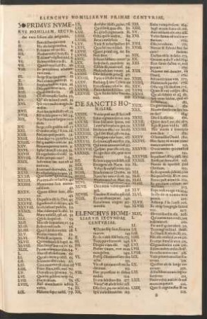 Elenchus Homiliarum Primae Centuriae.