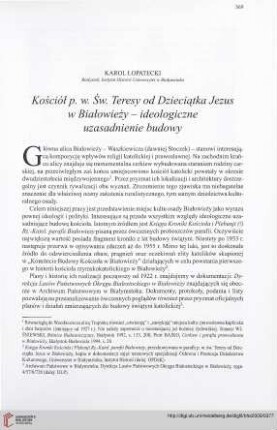 71: Kościół p. w. Św. Teresy od Dzieciątka Jezus w Białowieży - ideologiczne uzasadnienie budowy : =