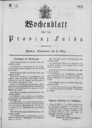 Nr. 12, Ausgabe vom 25. März 1865