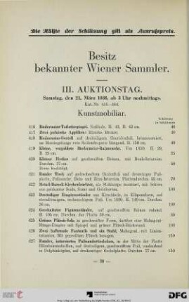 Kunstmobiliar (Nr. 416-448)