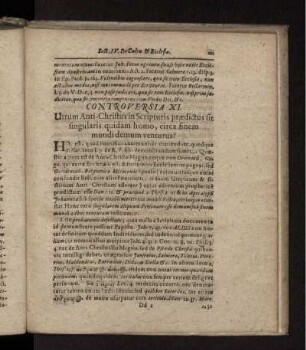 Utrum Anti-Christus in Scripturis praedictus sit singularis quidam homo, circa finem mundi demum venturus?