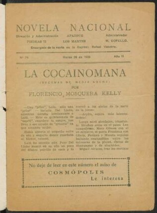 La cocainómana : (Escenas de media noche)