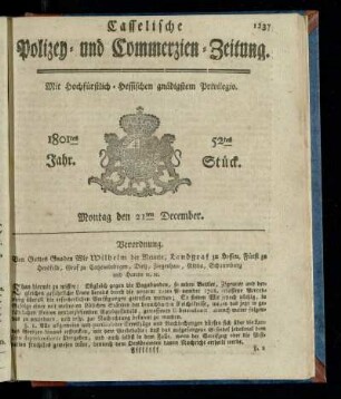 52tes Stueck, Montag den 21ten December 1801