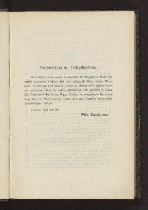 Vorbemerkung der Verlagshandlung