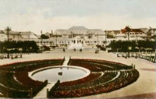 Blick nach dem Hauptrestaurant [Weltausstellung für Buchgewerbe und Graphik, Leipzig 1914 : Offizielle Ansichtskarte]