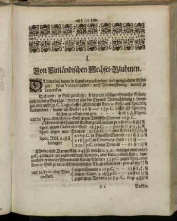 I. Von Einländischen Wechsel-Bluhmen.