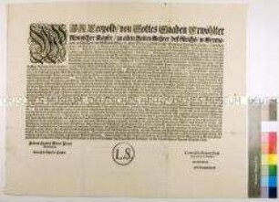 Patent von Leopold I. Kaiser des Heiligen Römischen Reiches an die Stände des Erzherzogtums Österreich betreffend Zurückberufung von Vasallen und Untertanen, die in feindlichen Diensten stehen