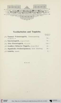 Textilarbeiten und Teppiche (Nr. 383-388)
