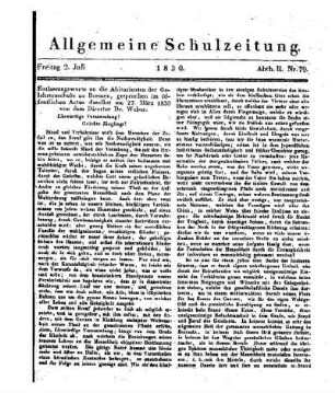Entlassungswürde an die Abiturienten der Gelehrtenschule zu Bremen