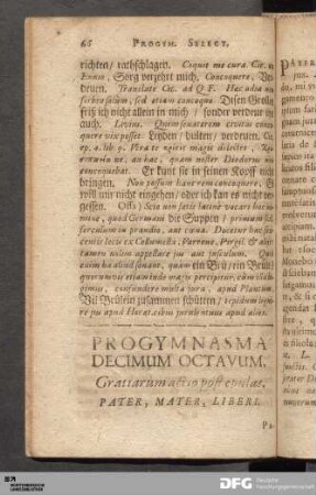 Progymnasma Decimum Octavum. Gratiarum actio post epulas.
