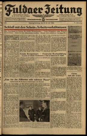 Ausgabe vom Samstag, den 29. Juli 1944.