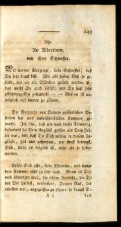29. An Albertinen, von ihrer Schwester.