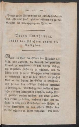 Neunte Unterhaltung. Ueber die Pflichten gegen die Religion