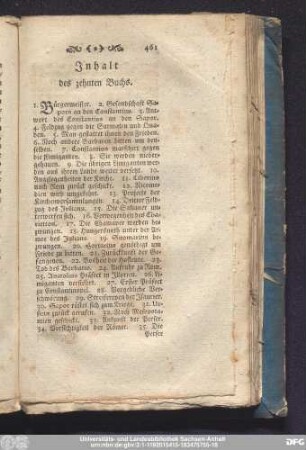 Inhalt des zehnten Buchs.