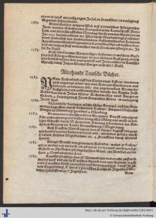 Allerhandt Teutsche Bücher .