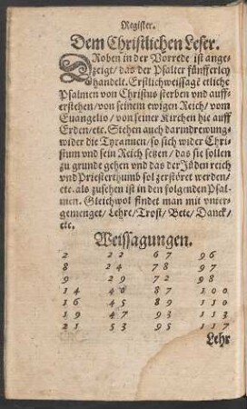 Weissagungen.