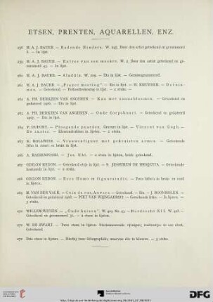 Etsen, prenten, aquarellen, enz. (Nr. 258-283)