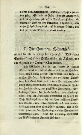 I. Die Commerz-Bibliothek