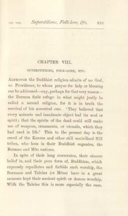 Chapter VIII. Superstitions, folk-lore, etc.