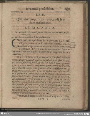 LXIII. Quando tempore ius revocandi feudum praescribatur