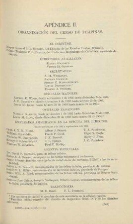 Apéndice II. Organización del censo de Filipinas