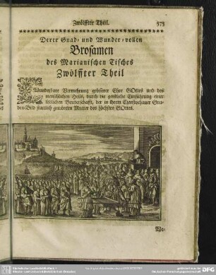 Derer Gnad- und Wunder-vollen Brosamen des Marianischen Tisches Zwölffter Theil