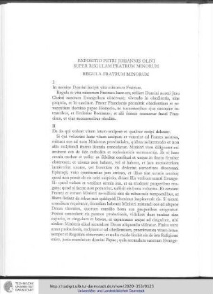 Expositio Petri Johannis Olivi Super Regulam Fratrum Minorum