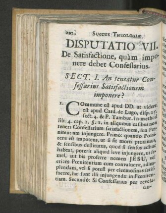 Disputatio VII. De satisfactione, quam imponere debet confessarius