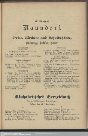 Einwohnerverzeichnis : Alphabetisches Verzeichniß der selbstständigen Einwohner