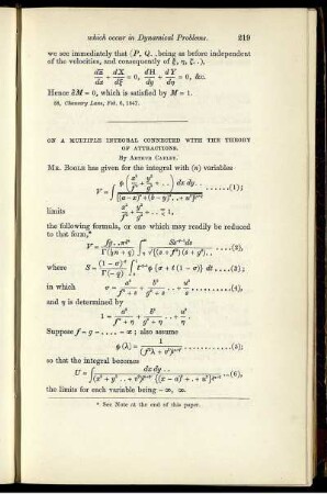 On a multiple integral connected with the theory of attractions.