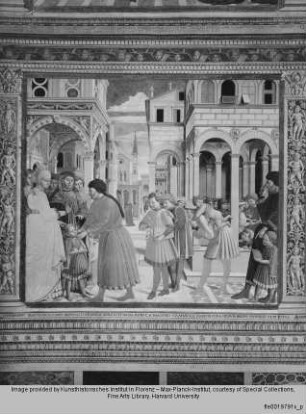 Fresken der Chorkapelle : Vita des heiligen Augustinus : Die Eltern bringen den heiligen Augustinus zur Grammatikschule